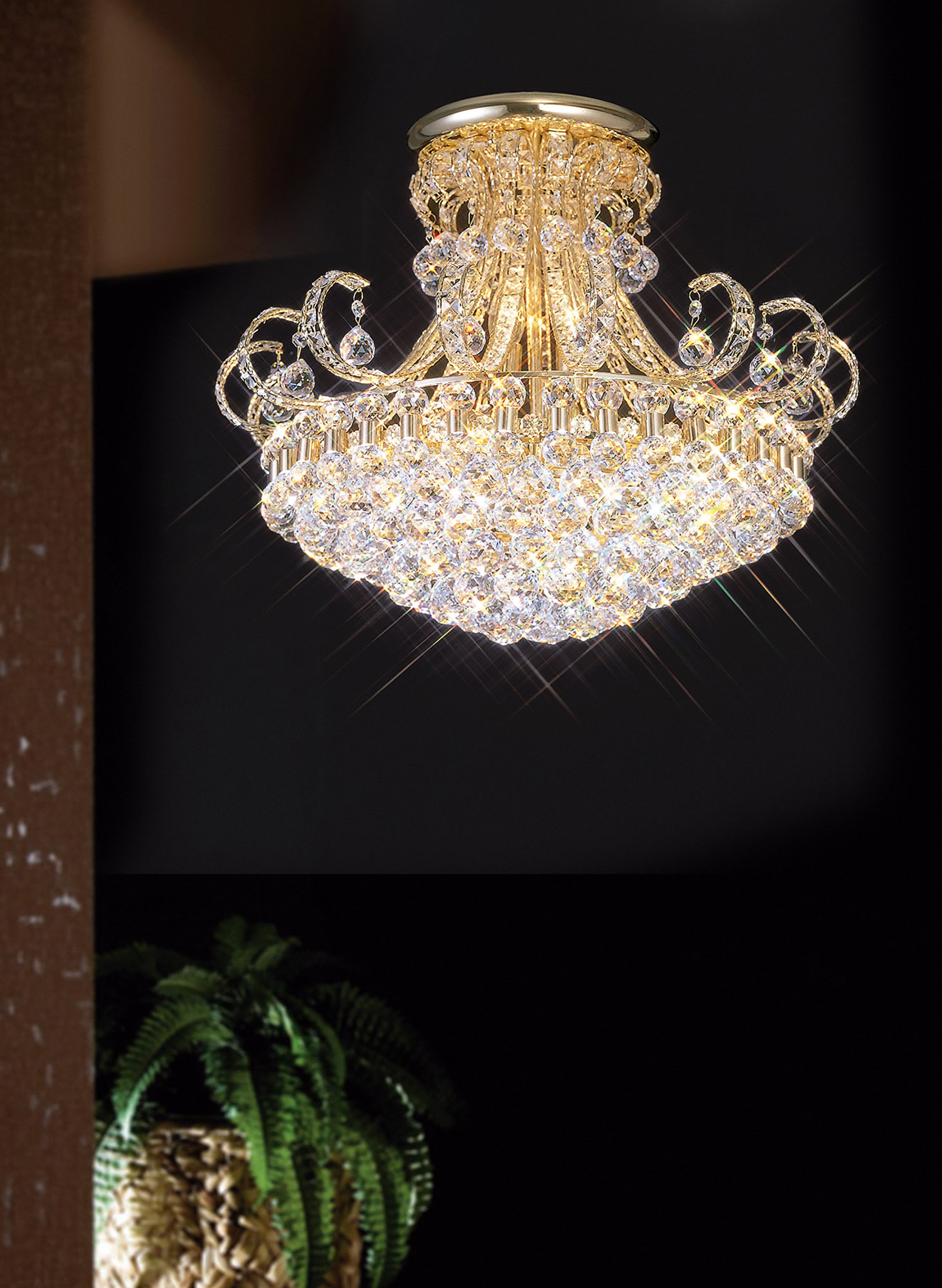 Pearl Crystal Ceiling Lights Diyas Flush Crystal Fittings
